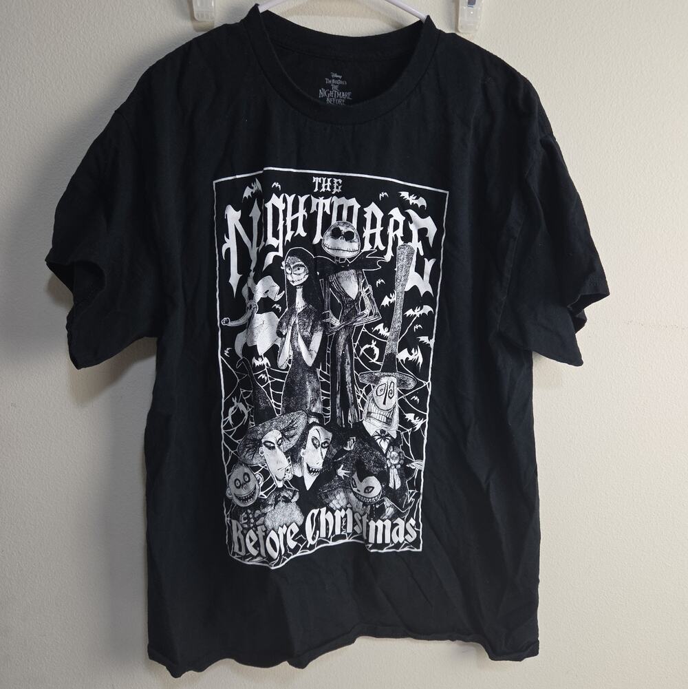Womens Nightmare Before Christmas Disney Graphic T Shirt Black Size L
